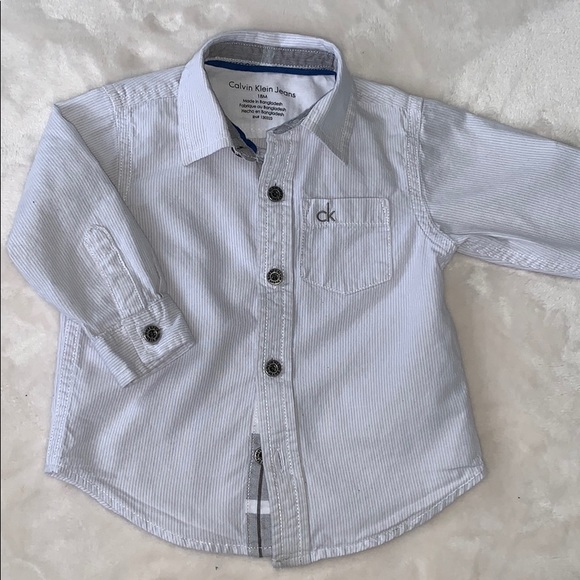 Calvin Klein Jeans Other - Boys Calvin Klein button down gray white shirt 18M